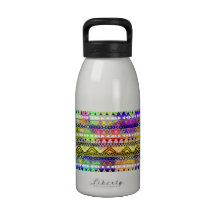 Blue Yellow Bright Andes Abstract Aztec Pattern Water Bottle