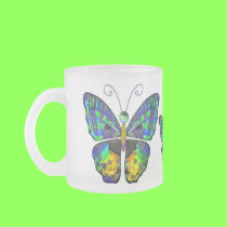 Blue Yellow Butterfly mug mugs