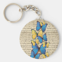 Blue & yellow butterrflies keychains
