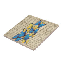 Blue & yellow butterrflies tiles