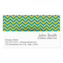 Blue & Yellow Chevron Funeral Business Card