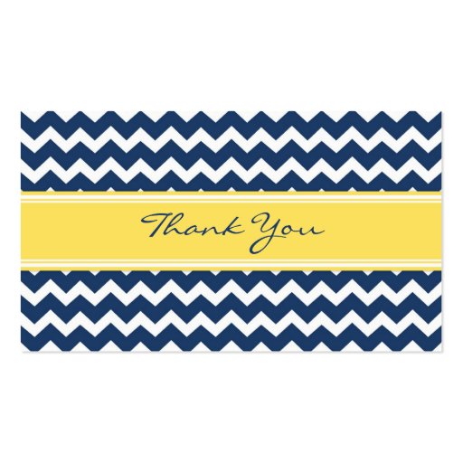 Blue Yellow Chevron Wedding Favor Tags Business Card (back side)