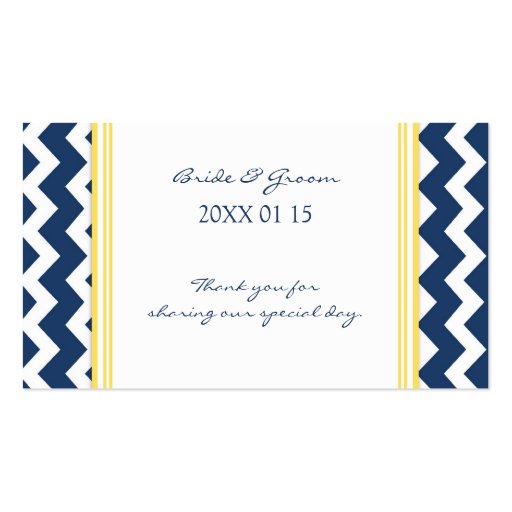 Blue Yellow Chevron Wedding Favor Tags Business Card (front side)