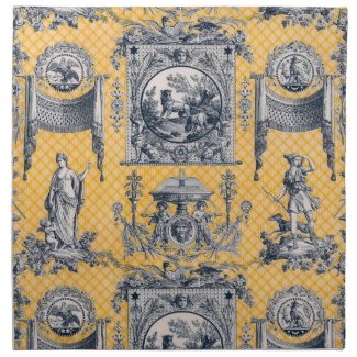 Blue & Yellow French Neoclassical Toile Napkins