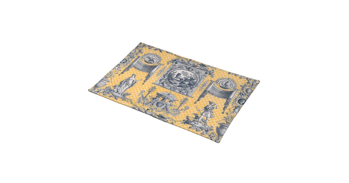 Blue & Yellow French Neoclassical Toile Placemat Zazzle