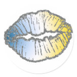 blue yellow gold glitter lips stickers