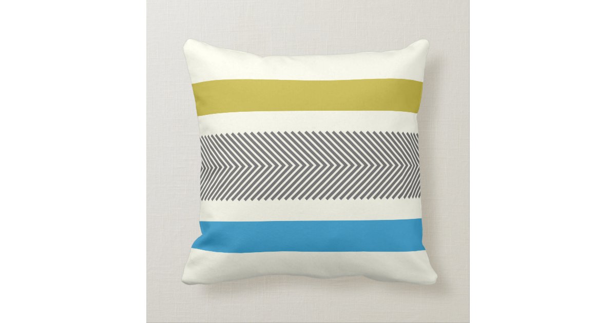 Blue Yellow Gray Off White Arrow Herringbone Throw Pillow Zazzle