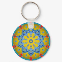 Blue & Yellow Kaleidoscope keychains