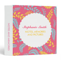 Blue Yellow on Fuchsia Ferns Foliage Binder binders