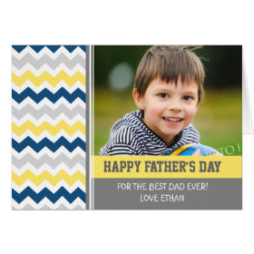Blue Yellow Photo Happy Father's Day Card