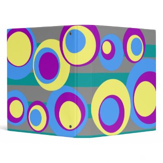 blue yellow purple dots Gray Stripes binder