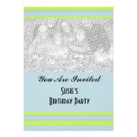 blue yellow striped party custom invitation