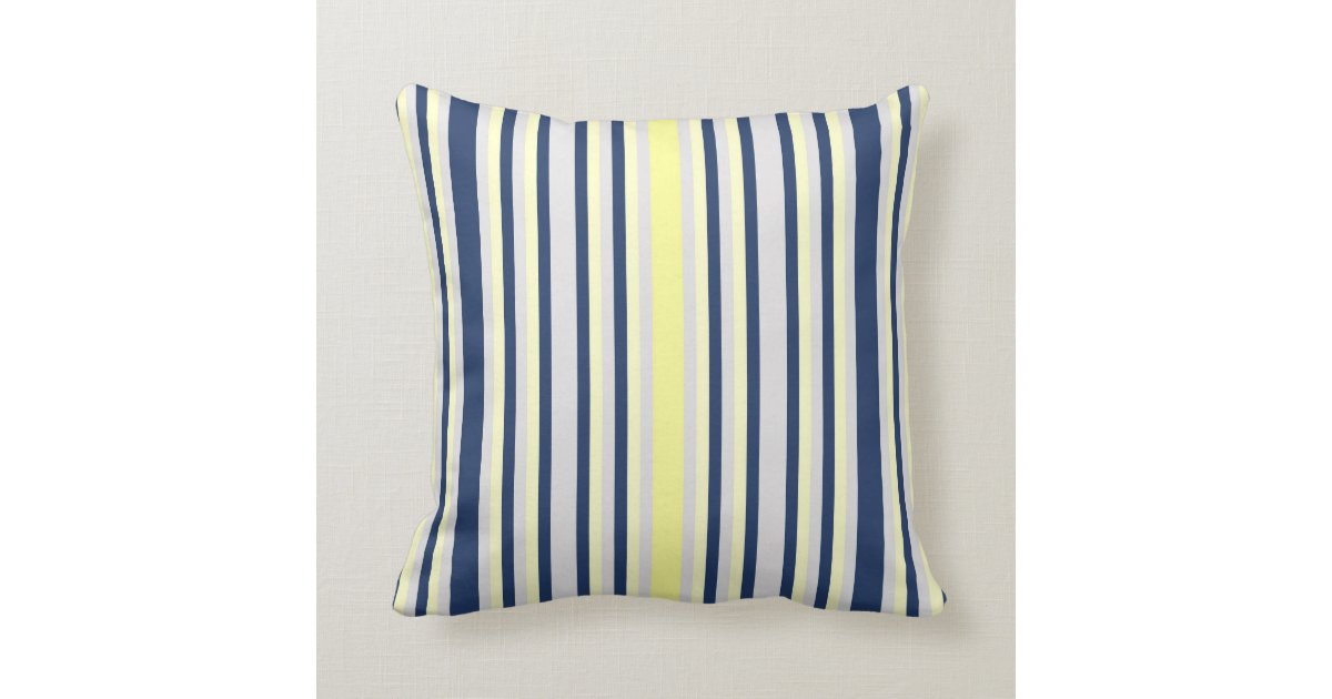 Blue & Yellow Striped Throw pillow Zazzle