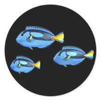 Blue & Yellow Tropical Fish Round Stickers