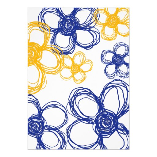 Blue & Yellow Wild Flowers 5x7 Wedding Invitation