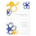 Blue & Yellow  Wild Flowers Wedding RSVP Personalized Invites