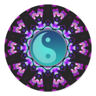  Yin Yang Stickers : Aqua Green Fractal Art