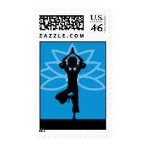 Blue Yoga Silhouette Postage