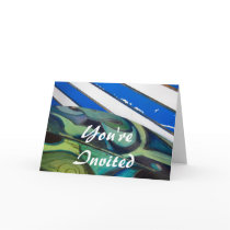 Blue You're Invited abstract cards by DonnaGrayson_Photos Blue You're Invited abstract cards