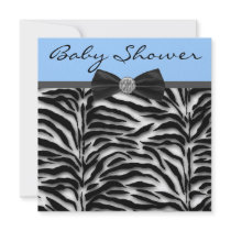 Blue Zebra Baby Boy Shower Invitations