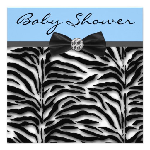 Blue Zebra Baby Boy Shower Invitations