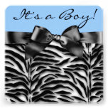 Blue Zebra Baby Boy Shower Invitations