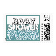 Blue Zebra Baby Shower stamp
