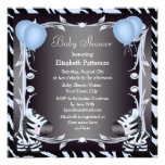 Blue Zebra & Balloons Animal Print Baby Shower Personalized Invite
