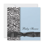 Blue Zebra Boy Baby Shower Personalized Announcement
