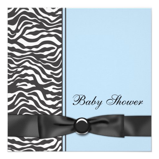 Blue Zebra Boy Baby Shower Invitations