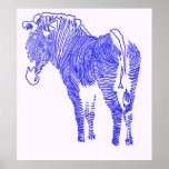 blue zebra line poster