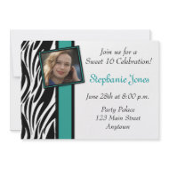 Blue Zebra Pattern Photo invitation
