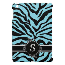 Blue Zebra Pattern with Monogram Case For The iPad Mini
