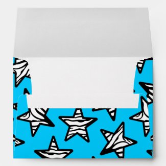 Blue zebra print stars envelopes