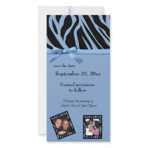 Blue Zebra Save The Date Announcement Photo Greeting Card