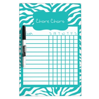 Blue Zebra Stripe Chore Chart