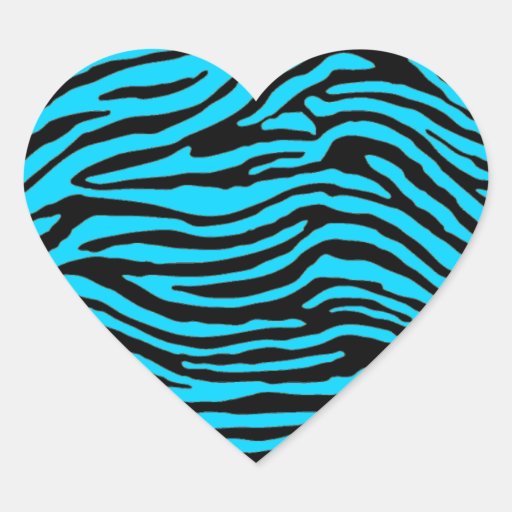 blue zebra stripe heart sticker Zazzle