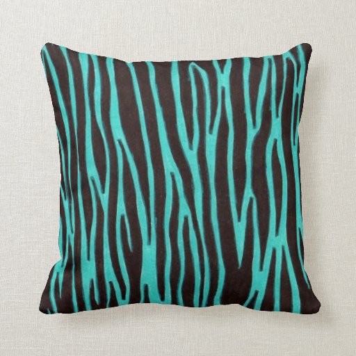 Blue zebra stripe throw pillow Zazzle