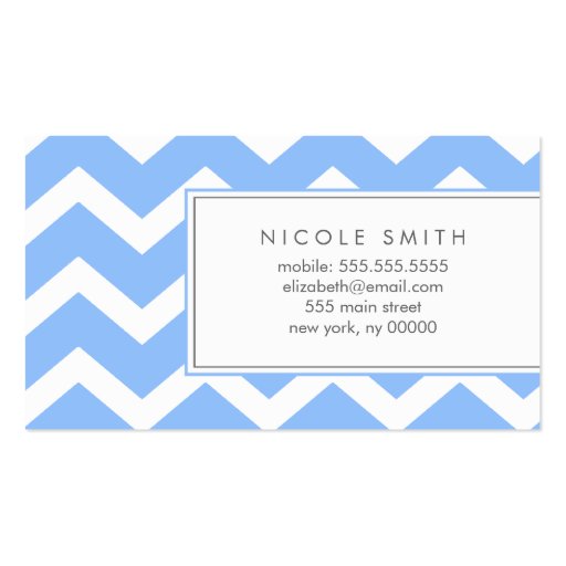 Blue Zig Zag Chevron Pattern Calling Cards Business Card (front side)