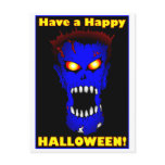 Blue ZOMBIE Halloween cards Postcard