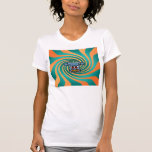Blue zombie monkey on orange green stripes tees