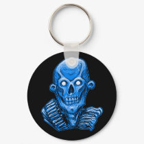 Blue Zombie Skull Head Keychain