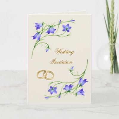 Bluebell flowers and rings Wedding Invitation Cards by IrinaFraser