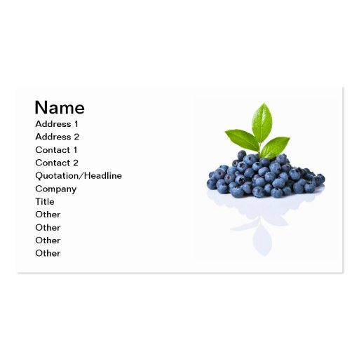 Blueberries With Green Leaves Business Card Template (front side)