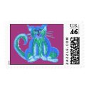 Blueberry Cat on Pink postage