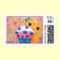 Blueberry Cupcake Love postage by udonchow Blueberry Cupcake Love postage