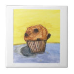 Blueberry Cupcake Muffin  Watercolor Tile