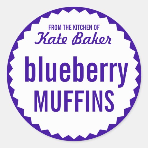 Blueberry Muffin Bake Sale Label Template Stickers | Zazzle