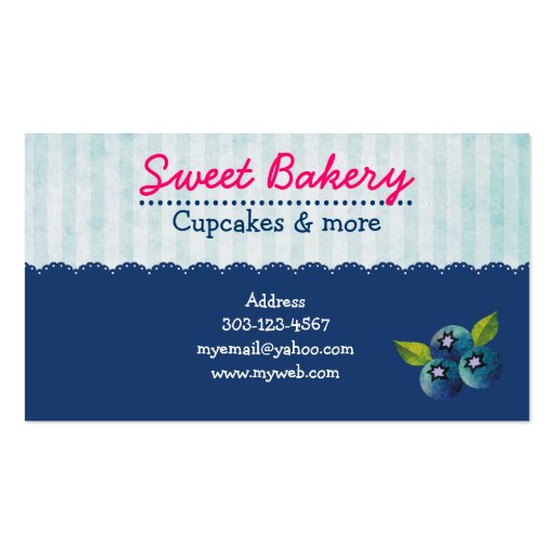 Blueberry Passion Cupcake Business Cards (back side)