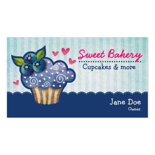 Blueberry Passion Cupcake Business Cards (front side)